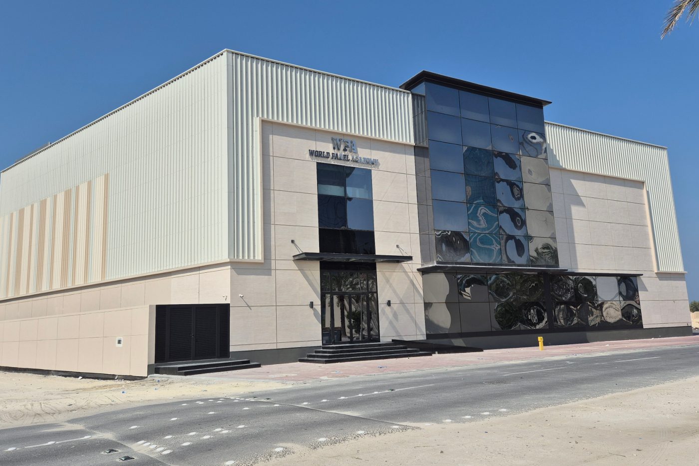 Completed WPA padel sports complex building exterior in Seef, Bahrain, built by LEAP W.L.L